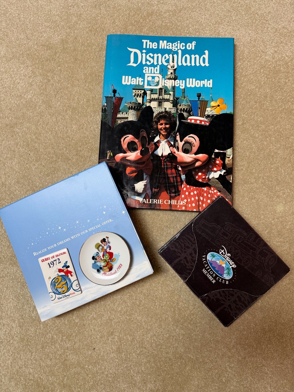 Disney Book, pin, sticker, postcards, small plate